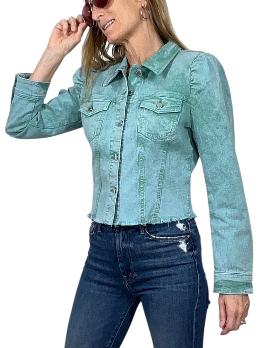 Retrofete Rissa Denim Jacket M Mojito Cropped - Picture 3 of 16